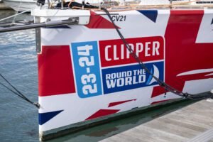 Close-up of a boat waterline with no growth